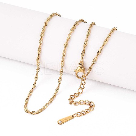 2MM 304 Stainless Steel Singapore Chains Necklaces NJEW-N058-06G-1