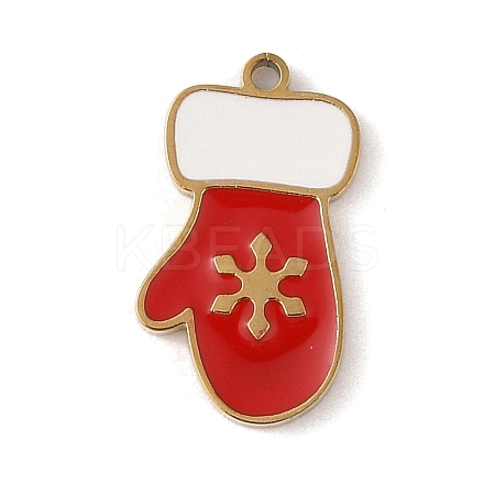 Christmas Theme Ion Plating(IP) 304 Stainless Steel Enamel Charms STAS-Z083-06G-03-1