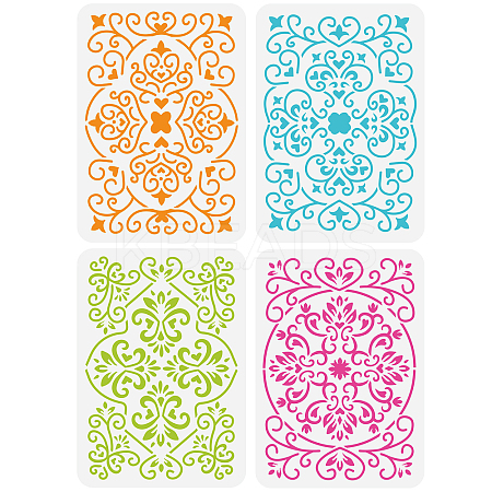 4Pcs 4 Styles PET Hollow Out Drawing Painting Stencils DIY-WH0394-0131-1