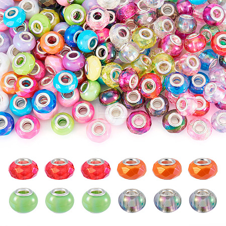 120Pcs 4 Styles Transparent & Opaque Large Hole Acrylic European Beads PACR-TA0001-14-1