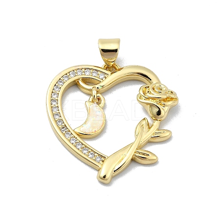 Brass Micro Pave Clear Cubic Zirconia Pendants KK-A221-27A-G-1
