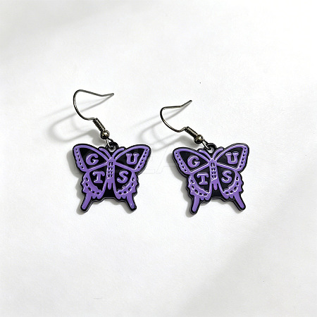 Gothic Alloy Purple Enamel Dangle Earrings WGCC792-01-1