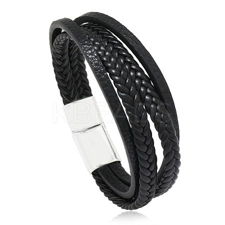 Minimalist Braided Leather Magnetic Clasp Bracelet for Men - Retro and Trendy Design ST9092173-1