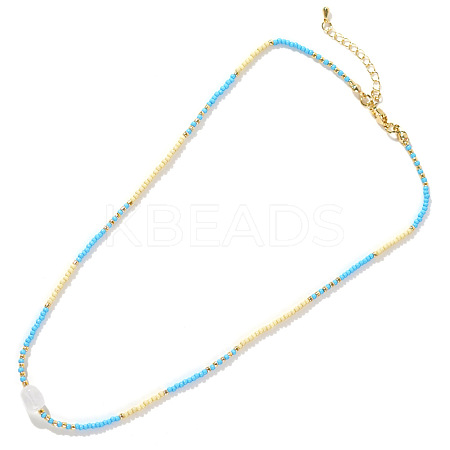 Summer Beach Style Natural White Agate & Colorful Seed Beads Beaded Necklace for Women KD2923-1-1