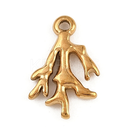Marine Animal 304 Stainless Steel Coral Shape Charms STAS-K287-07B-G-1