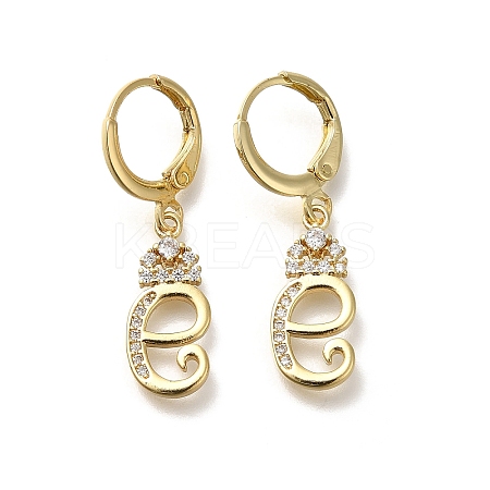 Brass Clear Cubic Zirconia Hoop Earrings EJEW-M045-01E-1