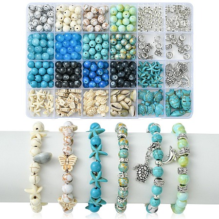 DIY Ocean Theme Synthetic Turquoise & Glass Beads Jewelry Making Finding Kits DIY-YW0010-95-1