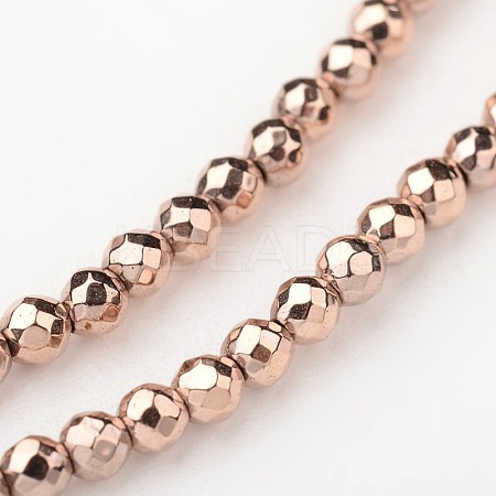 Eco-Friendly Long-Lasting Plated Non-magnetic Synthetic Hematite Smooth Beads Strands G-I175-34-2mm-RG-1