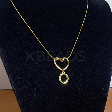 304 Stainless Steel Heart with Initial Pendant Necklaces for Women FS-WG4DC9E-15-1