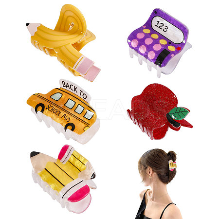 6Pcs 6 Style Acrylic Claw Hair Clips for Woman Girls Thick Hair PHAR-CA0001-006-1