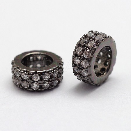 Brass Micro Pave Cubic Zirconia European Beads ZIRC-D113-31B-FF-1