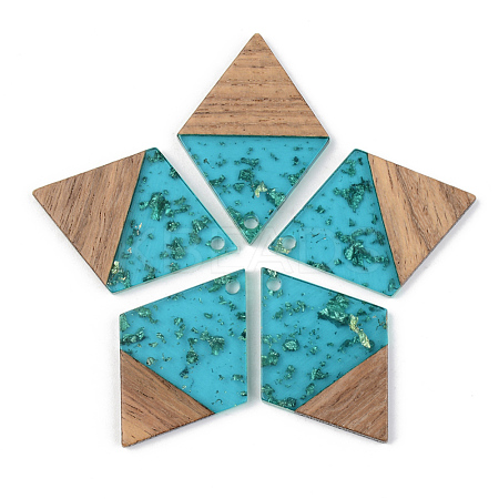 Transparent Resin & Walnut Wood Pendants RESI-S389-012A-B03-1