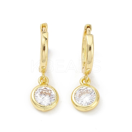 Flat Round Rack Plating Brass Cubic Zirconia Hoop Earrings X-EJEW-K245-22G-1