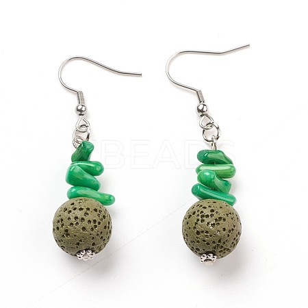 Natural Lava Rock Dangle Earrings EJEW-E260-B14-1
