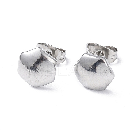 Non-Tarnish 304 Stainless Steel Hexagon Stud Earrings for Women LS-EJEW-I285-04A-P-1
