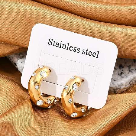 304 Stainless Steel Rhinestone Stud Earrings EJEW-M070-18G-1