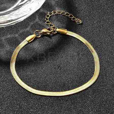 304 Stainless Steel Herringbone Chains Bracelet for Men Women BJEW-D450-01G-01-1