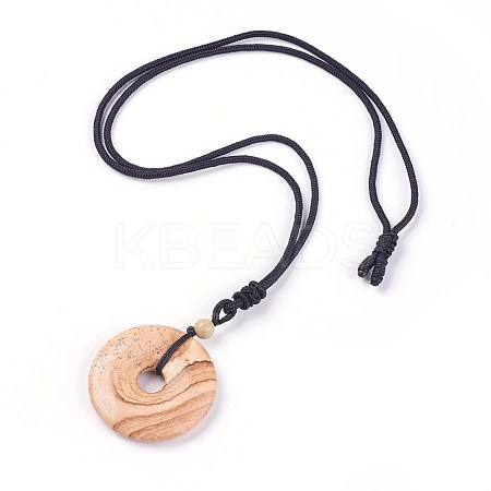 Adjustable Natural Picture Jasper Pendant Necklaces NJEW-A125-C03-1