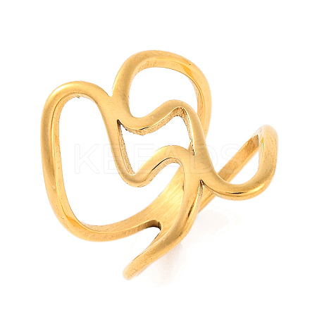 Ion Plating(IP) 304 Stainless Steel Wave Finger Rings for Women RJEW-S414-30B-G-1