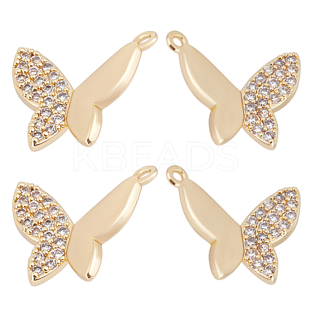 10Pcs 2 Style Rack Plating Brass Micro Pave Clear Cubic Zirconia Charms KK-BBC0003-13-1