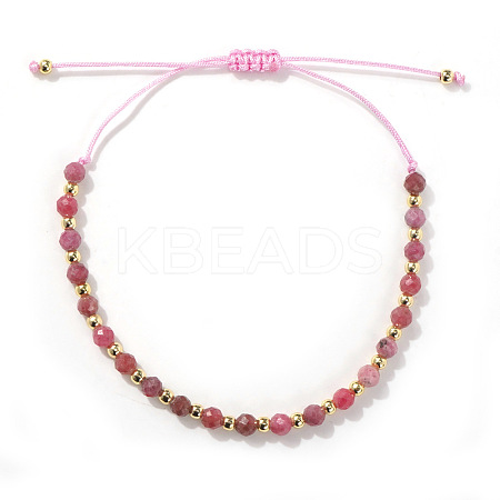 Natural Ruby Round Beaded Braided Bracelets for Women TK4994-3-1