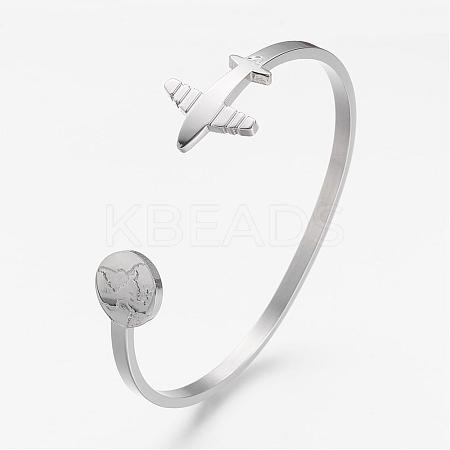 Tarnish Resistant 304 Stainless Steel Cuff Bangles BJEW-N0028-02P-1
