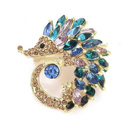 Rhinestone Hedgehog Badge LS-JEWB-E013-02G-02-1