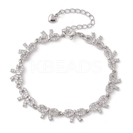 Brass Bowknot Link Chain Bracelets BJEW-D039-44P-1