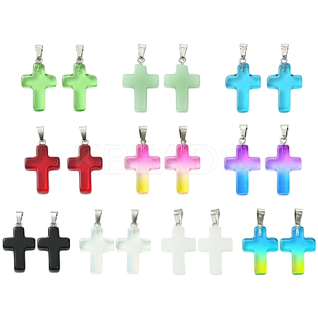 10Pcs 10 Colors Glass Pendant GLAA-FS0001-83-1