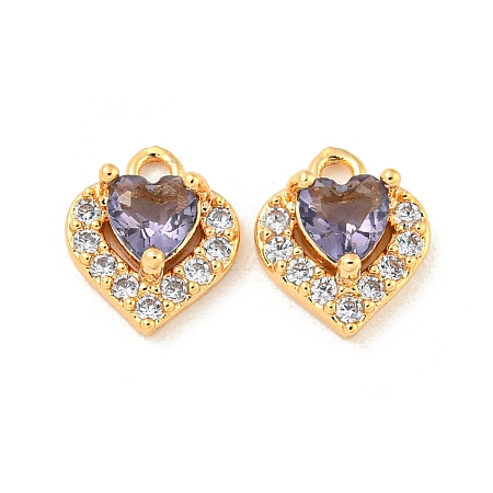 Brass Micro Pave Cubic Zirconia Charms KK-Z057-01G-02-1