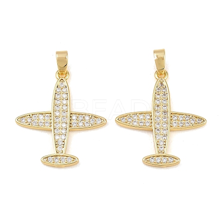 Brass Micro Pave Clear Cubic Zirconia Pendants KK-G549-18E-G-1