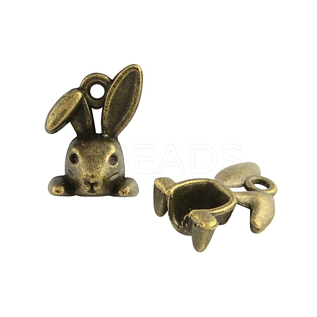Tibetan Style Alloy Rabbit Charms TIBEP-Q041-023AB-NR-1