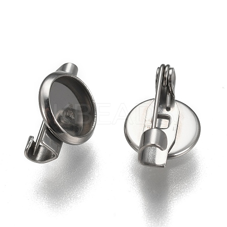 Tarnish Resistant 304 Stainless Steel Brooch Base Settings STAS-F191-04P-8mm-1