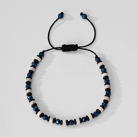 Natural Gemstone & Synthetic Non-magnetic Hematite Beads Braided Bead Bracelets YO1115-4-1