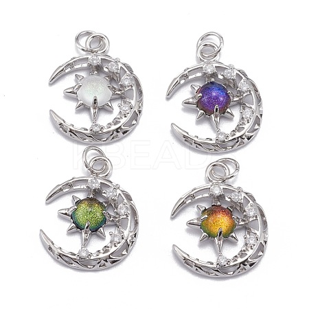 Brass Micro Pave Clear Cubic Zirconia Glass Pendants ZIRC-C024-06P-1