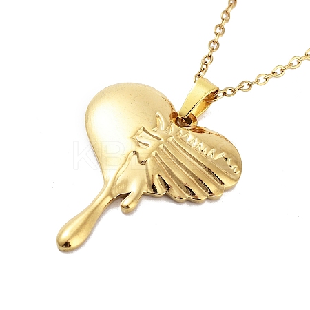 Melting Heart 304 Stainless Steel Pendant Necklaces NJEW-G083-02C-G-1
