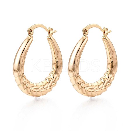 U-Shaped Brass Hoop Earrings EJEW-T047-105G-1
