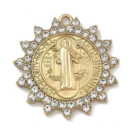 304 Stainless Steel & Rhinestone Pendants STAS-G371-09A-01G-1