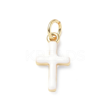 Real 18K Gold Plated Eco-Friendly Rack Plating Brass Enamel Pendants KK-F845-40G-07-1