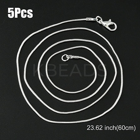 Brass Round Snake Chain Necklace with Lobster Claw Clasps MAK-YW0001-14E-1