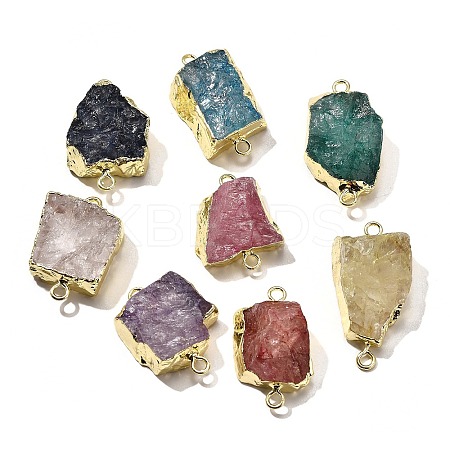 Raw Rough Natural Dyed Quartz Crystal Links Connector Charms G-K189-04LG-1