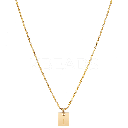 1Pc Stainless Steel Letter Rectangle Pendant Necklaces NJEW-LP0001-34I-G-1