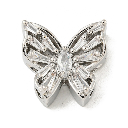 Brass Micro Pave Clear Cubic Zirconia Beads LS-KK-Z057-08P-1