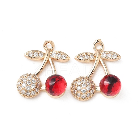 Brass & Glass Micro Pave Cubic Zirconia Pendants KK-S532-07KCG-1
