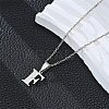 201 Stainless Steel Crystal Rhinestone Initial Pendant Necklaces FS-WG28760-06-1