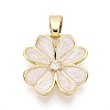 Brass Micro Pave Clear Cubic Zirconia Pendants KK-T080-15C-G-1