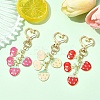 Cherry & Strawberry Alloy Enamel Pendant Decoration HJEW-YW00059-01-4