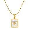 Stainless Steel Snake Bone Chain Alphabet Necklace with Shell Pendant WD3660-23-1