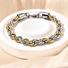304 Stainless Steel Rope Chain Bracelets for Women BJEW-C091-03A-GP-1