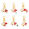 Flower & Mushroom Alloy Enamel Pendant Decorations HJEW-YW00055-01-2
